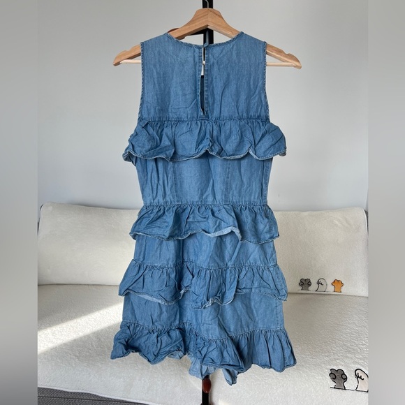 NWOT Michael Kors Denim Ruffle Tiered Layered Dress Mini Midi - XS - Picture 2 of 5